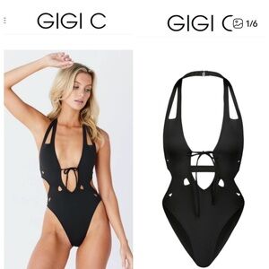 GIGI C Black Cutout One-Piece Swim